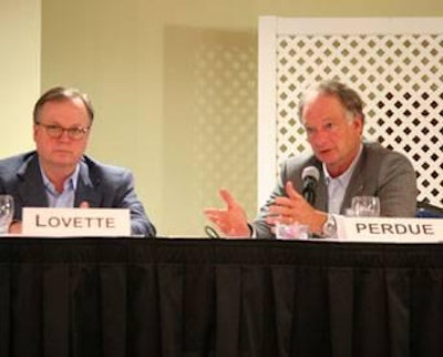 Bill Lovette, president and CEO, Pilgrim’s, and Jim Perdue, chairman, Perdue Farms