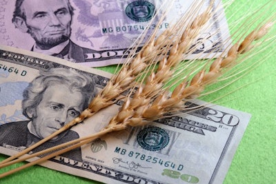 Money And Wheat. Dollars And Grain. Three And Twenty-five. Green