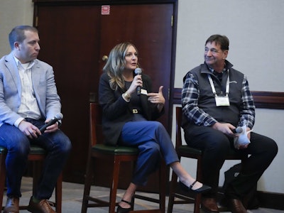 From left: Tyler Bottoms, AgVision, Lacey Seibert, Bushel and Keith Bangasser, Levridge.